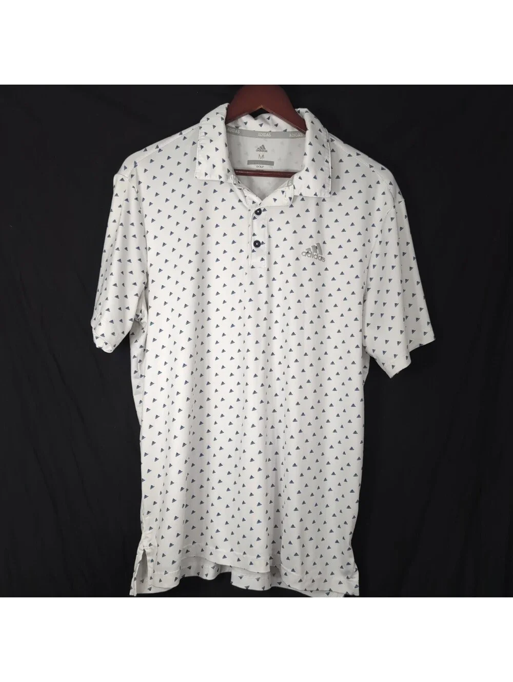 Adidas Golf Shirt Mens Medium M White Ultimate365 Triangle Logo Polo Short Sleev